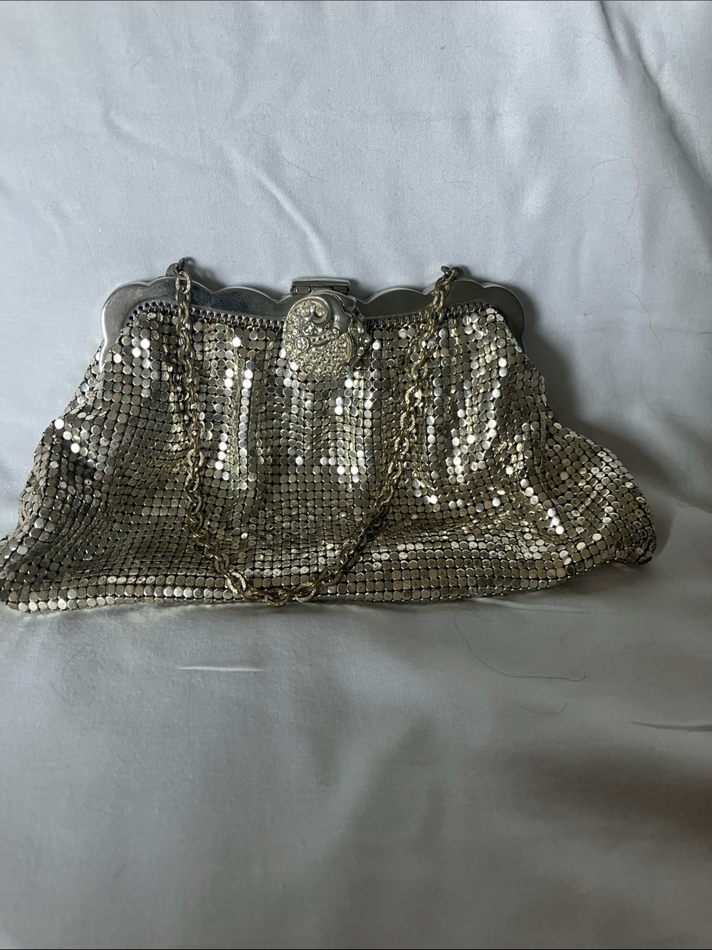Silver Sequin Evening Clutch Handbag